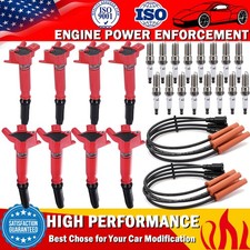 8X Ignition Coils + 16X Spark Plugs + 8X Wires Set For Ford F150 F250 F350 6.2L