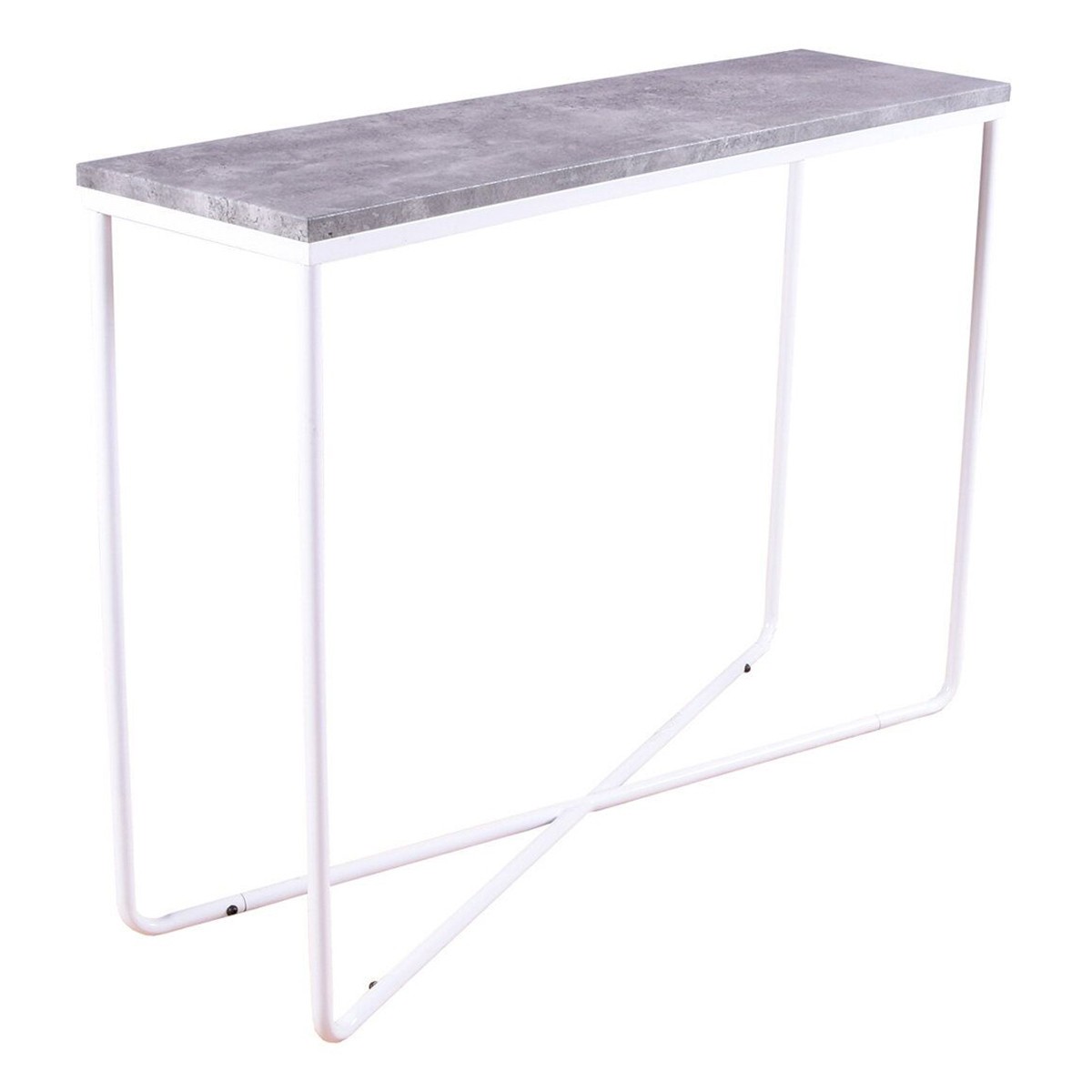 Console luxe Palace 110cm en bois laqué gris foncé et piétement blanc