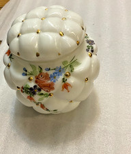Vtg Consolidated Glass quilted (or "tufted") milk glass biscuit/cookie jar
