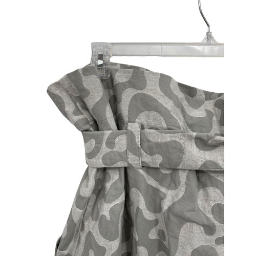 NUEVO CON ETIQUETAS Mara Hoffman Kayleen Falda Bolsa de Papel Estampado Abstracto Jacquard Gris Blanco L - Imagen 7 de 12