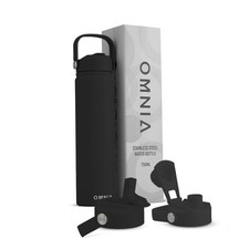 OMNIA NUTRIENTS Vacuum Insulated Stainless Steel Water Bottle 2 Lids (Straw &