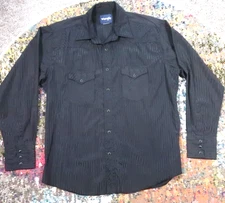 Wrangler Shirt Mens XL Black Long Sleeve Pearl Snap Cowboy Wedding