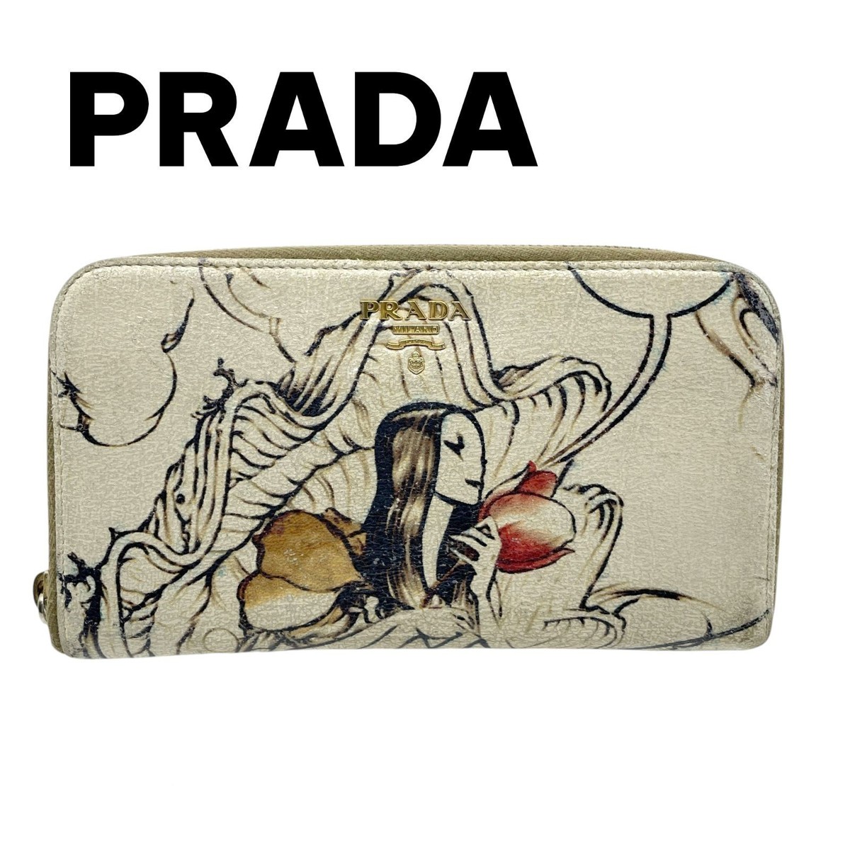 PRADA Fairy 2008 James Jean Bauletto Leather Zip Around Long