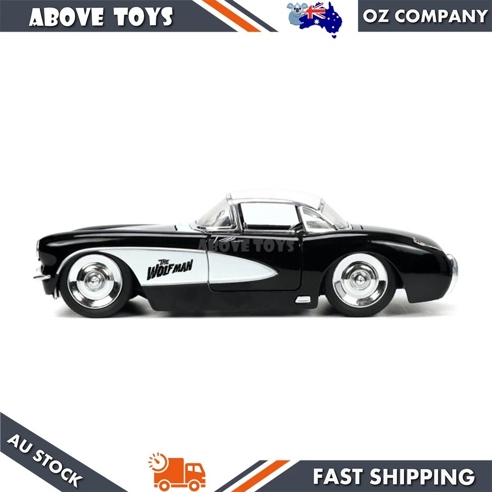 Modelo de figura Chevrolet Corvette y Wolfman 1957 Jada 1:24 Universal Monsters Foto 4 de 4