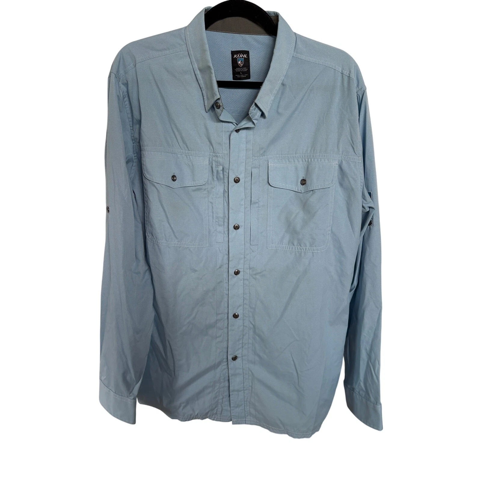 Kuhl Vented Camping Shirt Button Down Outdoors Blue Lightweight Mens Large