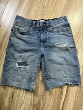 Boys Denim Shorts Size 12 Slim Old Navy 360 Stretch Distressed Patched