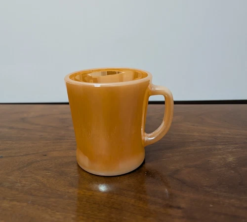 Vintage Anchor Hocking Fire King USA Peach Orange Luster Coffee Mug Cup D Handle