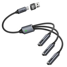 USB C 1 to 3 Extension Cable 1 in 3 Type C 2.0 Male to 3 Female Connector Cab...