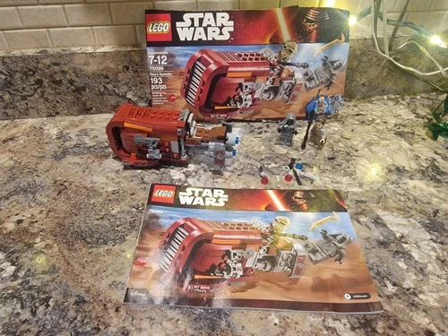 LEGO Star Wars Rey's Speeder 75099 Set w/Minifigures & Manual No Gold Crowbar or