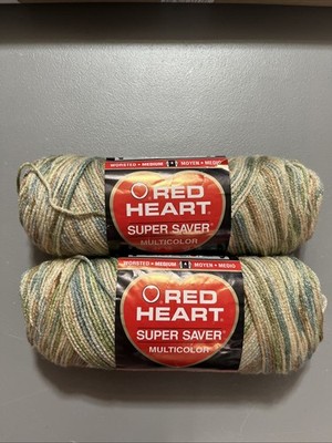 2 Skeins Of Red Heart Super Saver Yarn 0305 Aspen Print  5 oz ART: E300