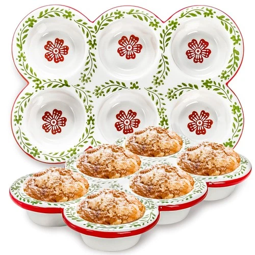 Hiceeden 2 Pack Ceramic Muffin Pans, 6 Cup Non-Stick Muffin Tin Cupcake Pan, ...