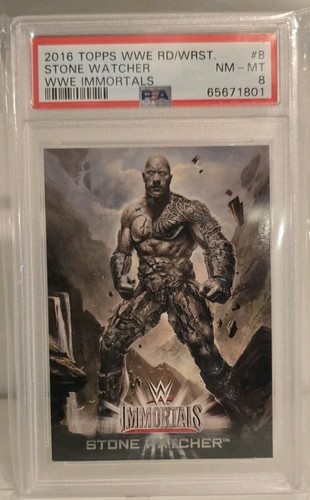 2016 Topps WWE Immortals #8 The Rock Stone Watcher PSA 9 Dwayne Johnson