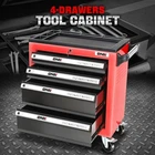 4-Drawer Plastic Top Rolling Tool Trolley Chest Storage Cabinet w/ Wheels & Keys