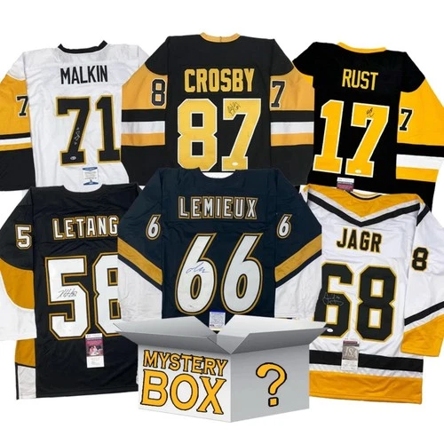 Autographed/Signed Pittsburgh Hockey Jersey Mystery Box PSA JSA or Beckett COA