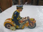 ORIGINAL MARX MOTORCYCLE POLICEMAN TIN WINDUP TOYUNITED STATES-WORKS-NO KEY