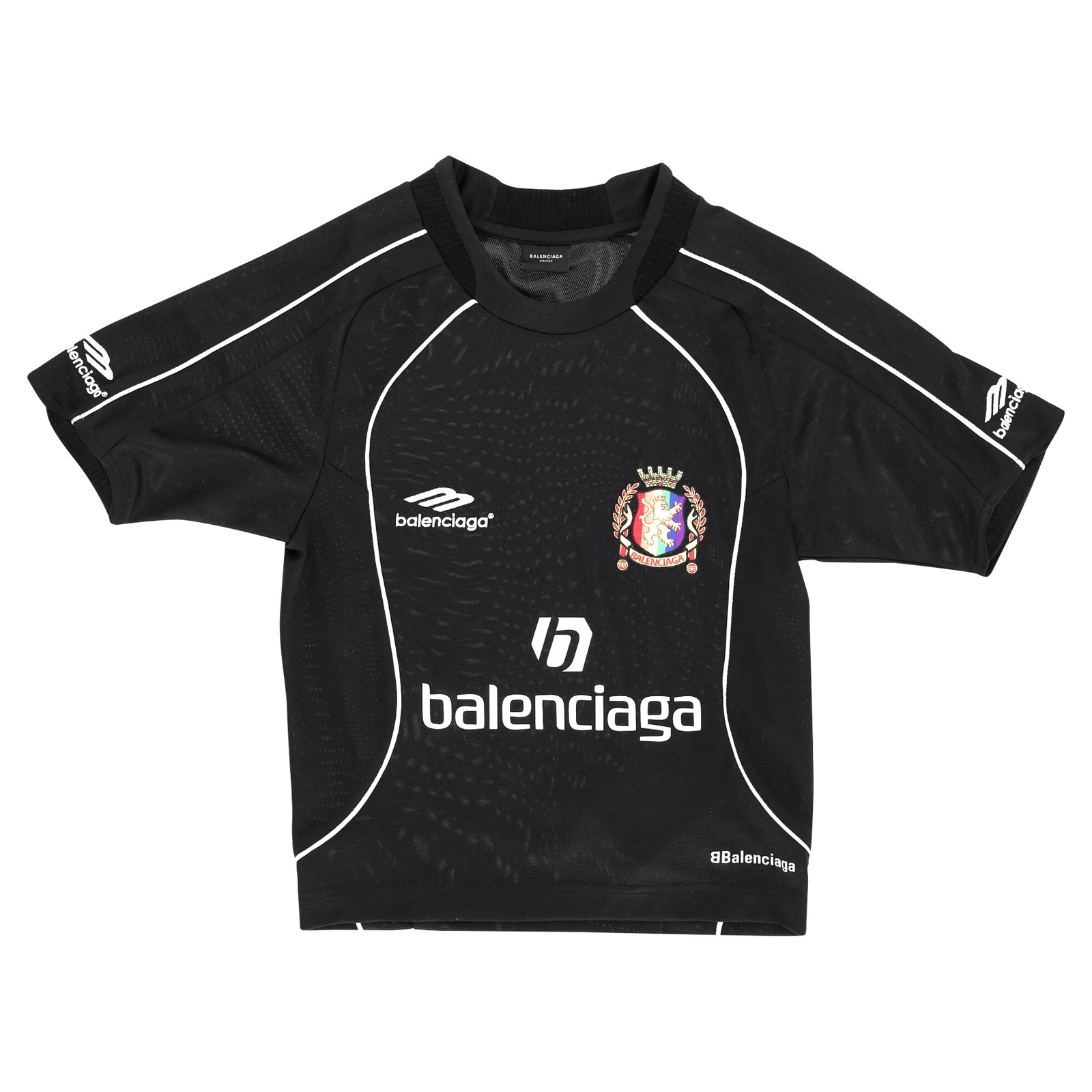 Balenciaga Lion Crest Soccer Jersey T-Shirt In  Polyester Women Black Size 36