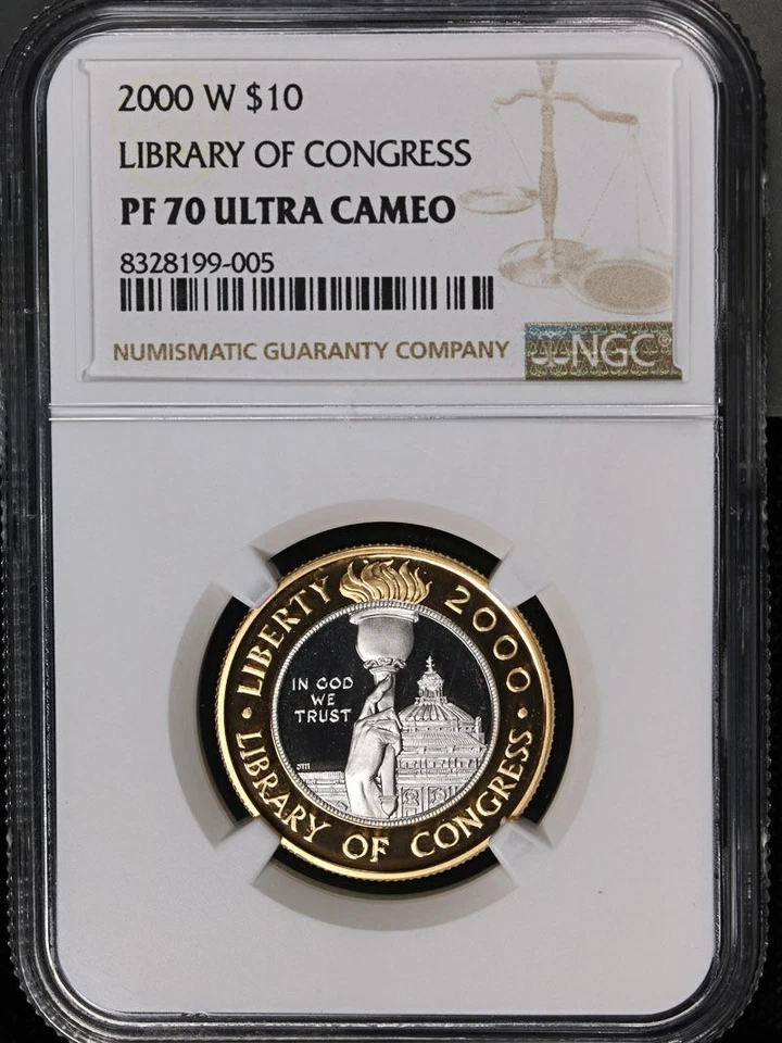 2000-W Library of Congress Commem Gold Bimetallic $10 NGC PF70 Ultra Cameo - Image 3 of 4
