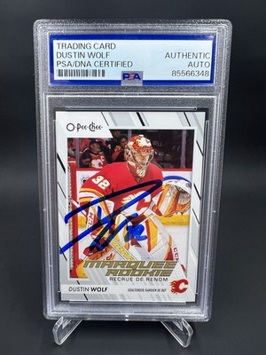 Dustin Wolf Signed 2023-24 O-Pee-Chee RC IP Auto PSA/DNA Calgary Flames