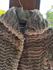Patagonia Girls Faux Fur Jacket Coat Collared Button Gray Girls Small 8