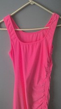 Bright Hot Pink, Sleeveless Tank Style, Ruched bodycon dress, gathered detailing