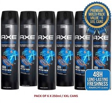 6 x 250ml XXL AXE / LYNX Anarchy / Attraction For Him Deodorant Body Spray