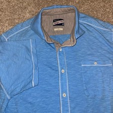 Johnnie O Hangin Out Button Up Shirt Cotton/Rayon From Bamboo Blue Mens XL Prep