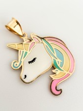 14k Solid Gold Unicorn Pendant, Unicorn Necklace, Rainbow Unicorn Charm, Horse