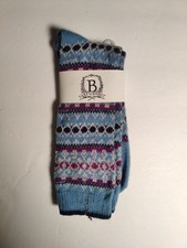 b studio -women's socks - Blue- Cashmere Blend - Made in USA **G5**