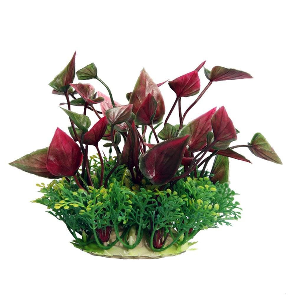 Aqua One Aquarium Fish Tank Ecoscape Red Lily Plastic Plant 10cm