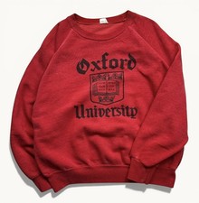 Vintage Men’s Oxford University College Spellout Sweatshirt 60s Red Sz Sm 50/50