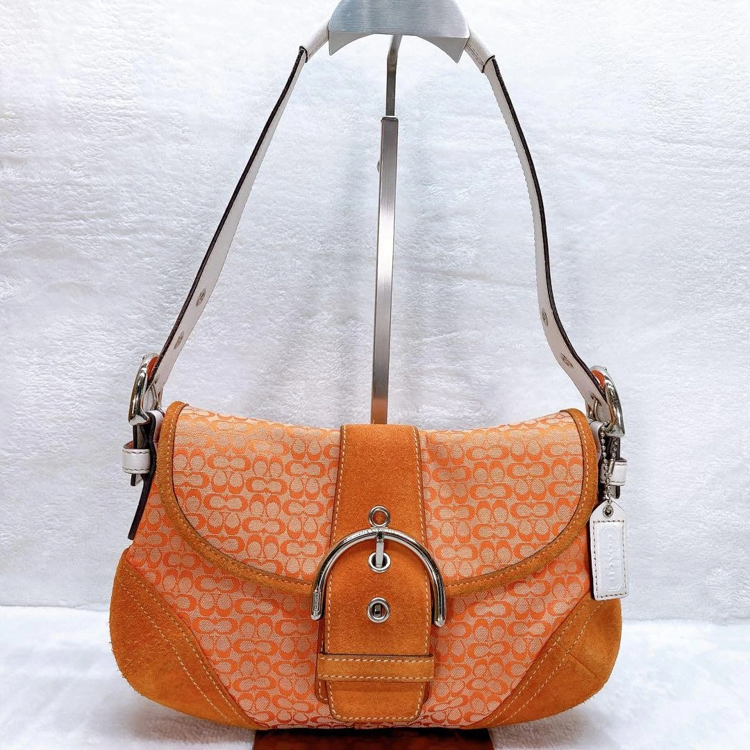 Coach Women's Suede Exterior Orange Bags & Handbags for Women for