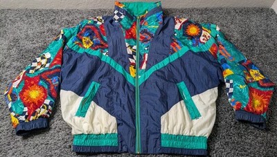 Vintage River Edge Sport Jacket Women's M Colorblock Windbreaker Multicolor