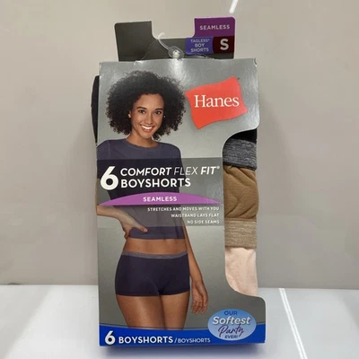 Hanes Women's 6pk Comfort Flex Fit Seamless Boy Shorts - Size Small Damage Box - Image 1 of 4