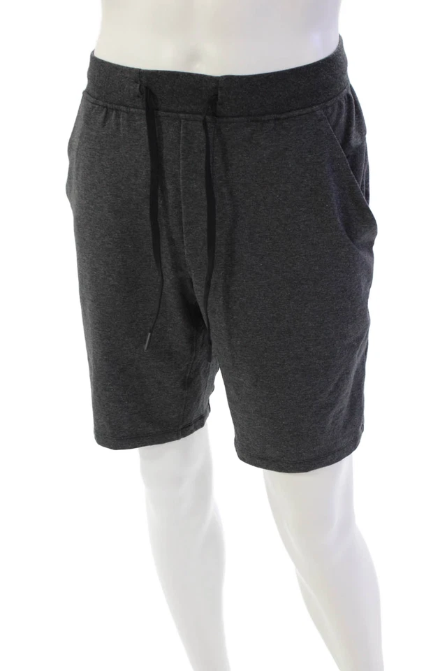 Pantalones Cortos Informales Lululemon Para Hombres Tres Bolsillos Cordón Cintura Gris Talla M Foto 2 de 4