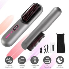 NEW Cordless Negative Ion Hair Straightener Brush Rechargeable Mini Styling Comb