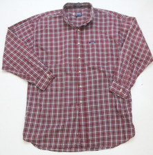 Large Ralph Lauren Chaps Red White Cotton Striped Pocket Dress Shirt Mans 1-441