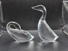 Steuben Glass Works Goose and Gander set paperweight figure