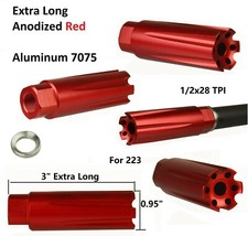Aluminum 7075 Anodied Red Low Concussion 223 Muzzle Brake Compensator 1/2x28