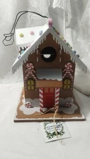 HB Home Bazaar GINGERBREAD BIRDHOUSE Peppermint Gumdrops wood bird house NEW