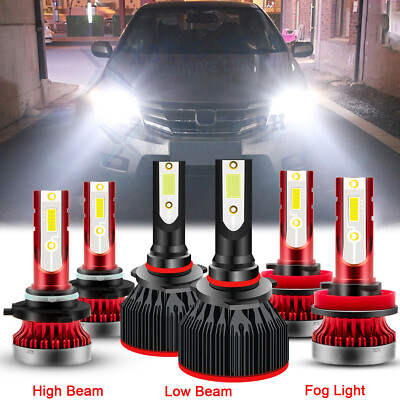 LED 6000K White Headlight+Fog Light Combo For Honda Accord 2006-2009 2010-2012