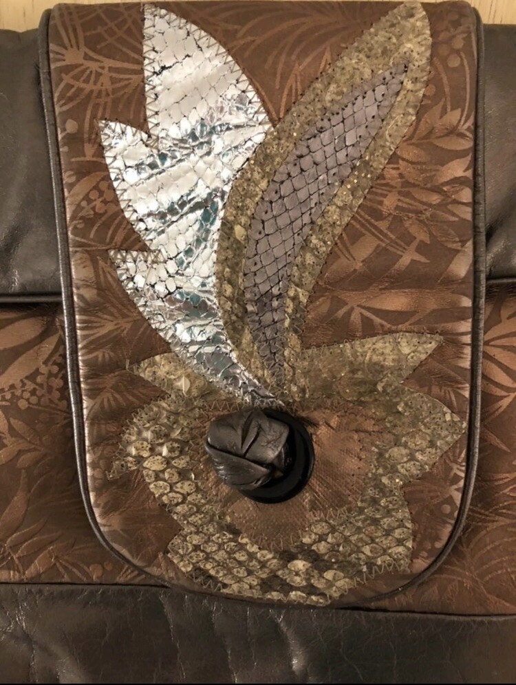 Vintage Bronze Patchwork Leather Statement Bag - image 2