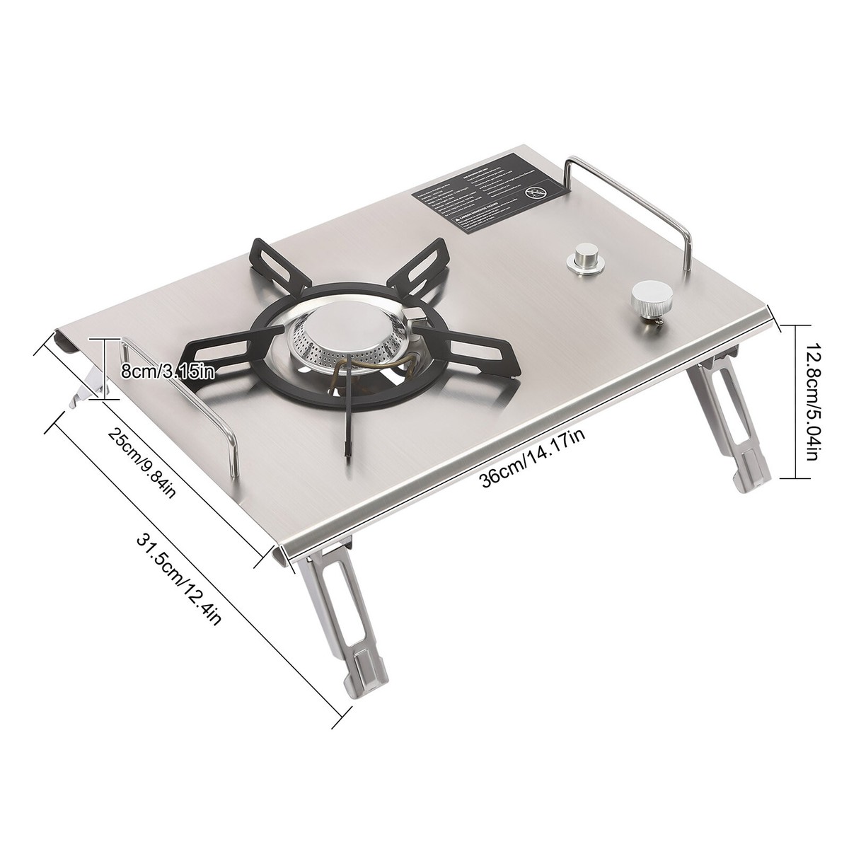 Portable 13,648 BTU Gas Stove, Stainless Steel, Single-Burner