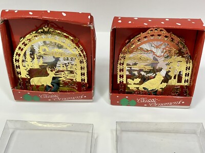 Brass Classic Christmas Ornaments 3D Cut Nature Deer Buck Cardinal Bird Unused