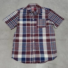 MADRAS APC PLAID SHIRT MENS MEDIUM Red Blue SHORT SLEEVE SHIRT