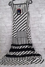 Peter Som Maxi Dress Medium Design Nation Black White Stripe Vacation Cruise NEW