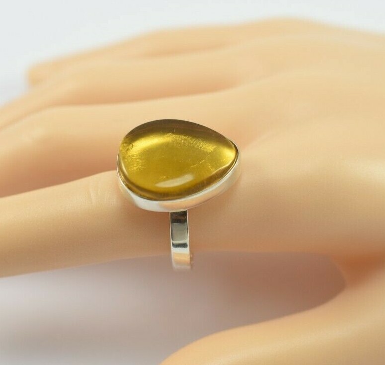 Dominican Amber Ring in 925 Silver Size 8 Natural Gemstone 5.8g A747-image