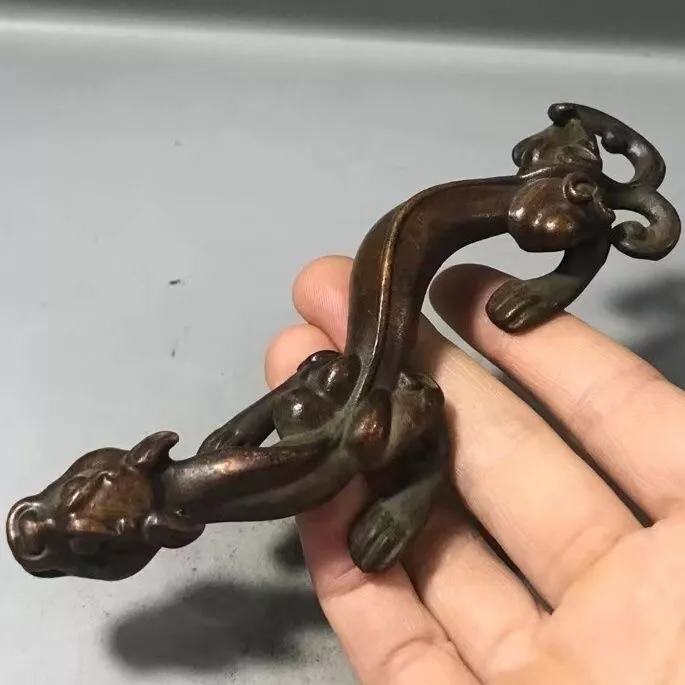 Rare Chinese bronze dragon figure statue collectable netsuke gift tea pet gift