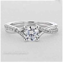 1.86CT Round Cut VVS1 Diamond Lab-Created Wedding Twisted Ring 14K White Gold FN