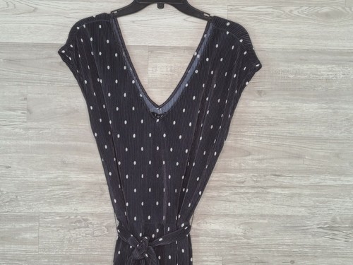 T.D.C. Topson Women's Black & White Polka Dot Belted Ribbed Jumpsuit Size XL New - Picture 3 of 6