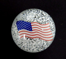 Vtg. Glass Orb Colorful Paperweight USA American Flag - 14.5 oz.